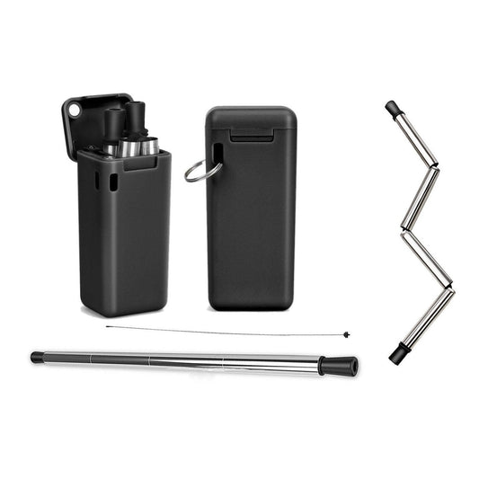 Collapsible, Portable, And Reusable Stainless Steel Drinking Straw With Case Black __stock:600 Kitchen & Dining refund_fee:800