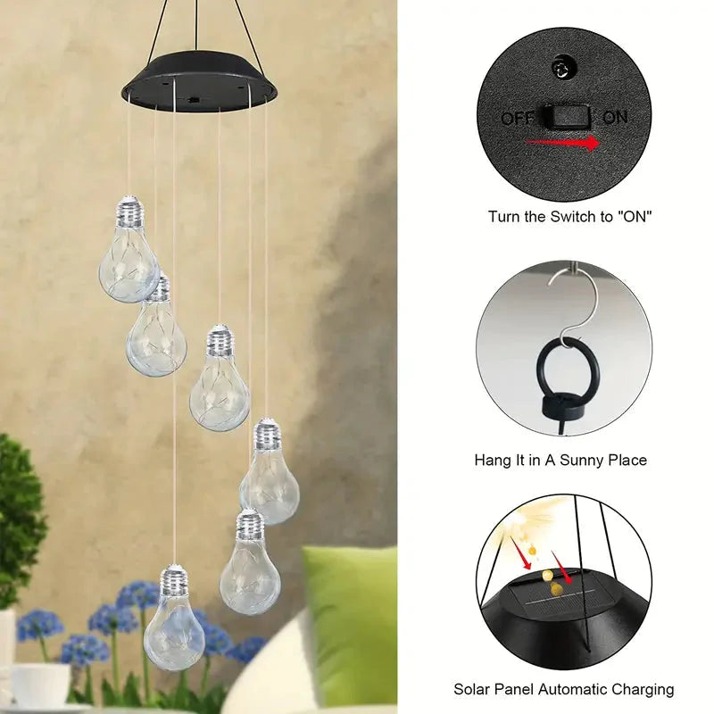 Colorful Lights Solar Wind Chimes for Outside __stock:200 Outdoor Lighting refund_fee:1200 Warranty