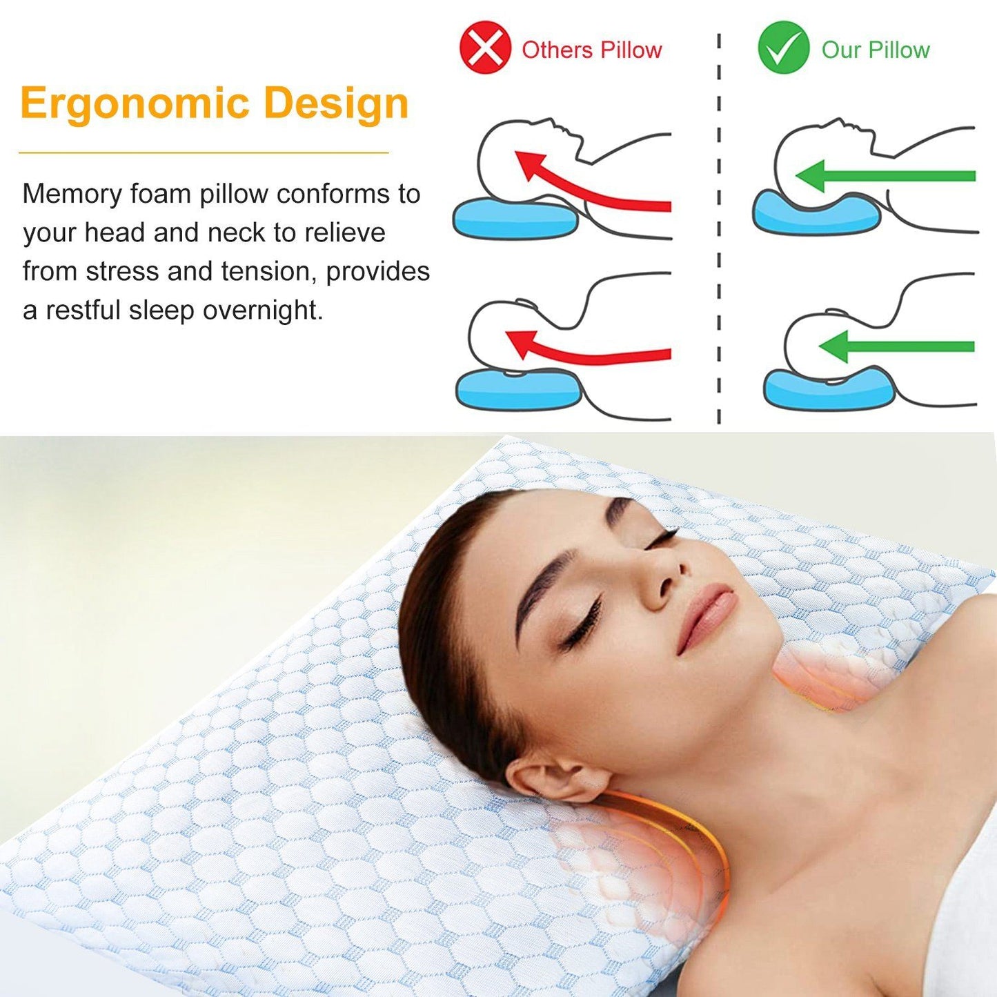 Cooling Memory Foam Pillow Ventilated with Cooling Gel Infused Memory Foam __label2:BOGO 30% OFF __stock:100 Bedding refund_fee:1800