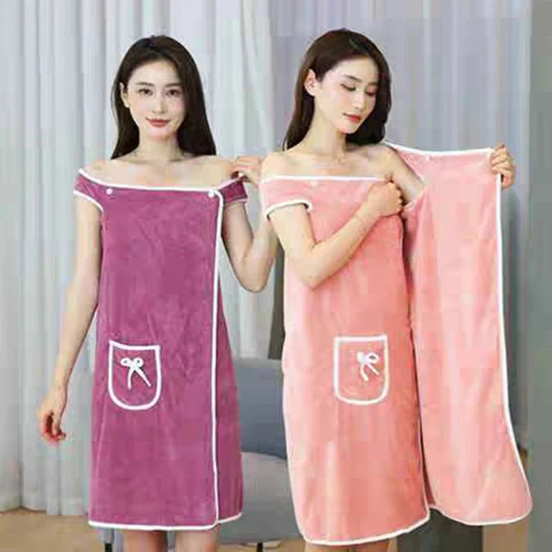 Coral Velvet Bath Towel Skirt Bow Sling Bathrobe __stock:200 Bath refund_fee:800