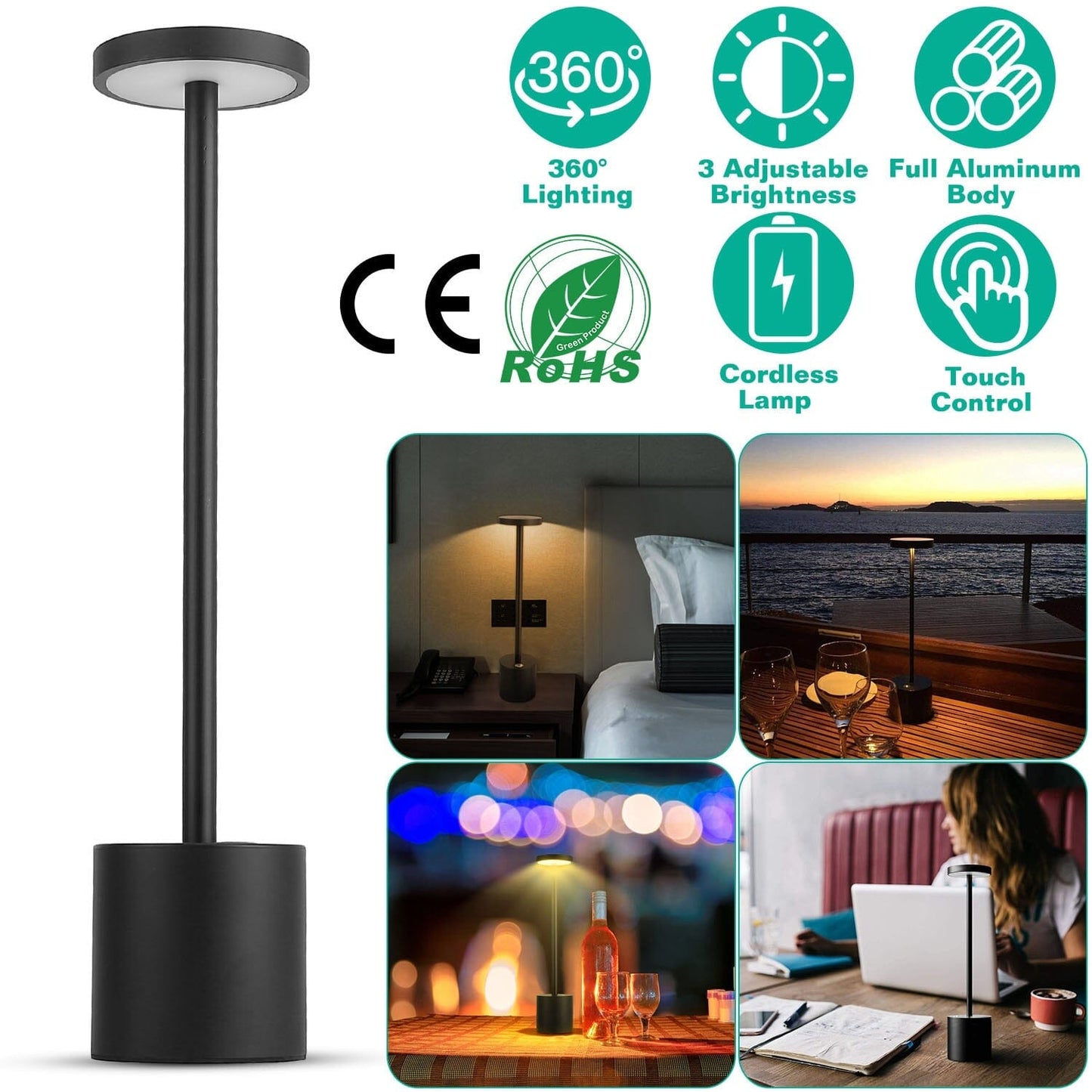 Cordless Portable Rechargeable Table Lamp __stock:100 Indoor Lighting refund_fee:1200 Warranty