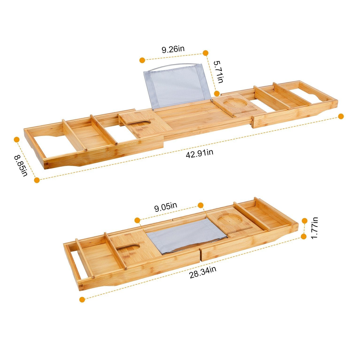 Crafted Bamboo Bath Tray Table Extendable Reading Rack __stock:50 Bath refund_fee:1800