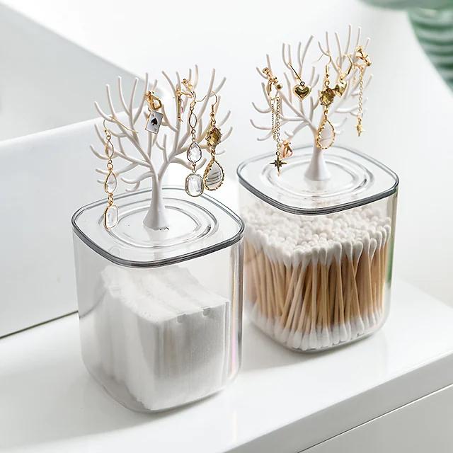 Creative Lovely Home Swab Box Acrylic With Cover __stock:100 Closet & Storage refund_fee:800