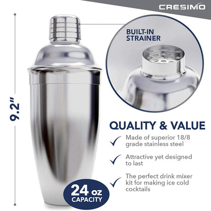 Cresimo 24 Ounce Cocktail Shaker Bar Set __stock:200 Kitchen & Dining refund_fee:1200