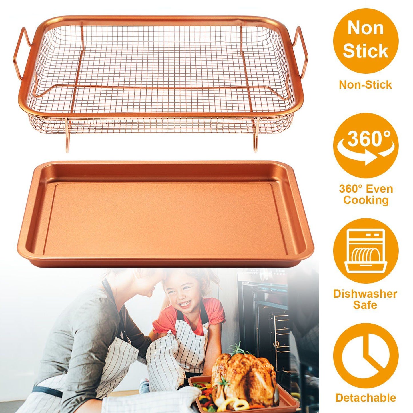 Crispy Tray Set Non Stick Grill Basket Kitchen & Dining refund_fee:1200