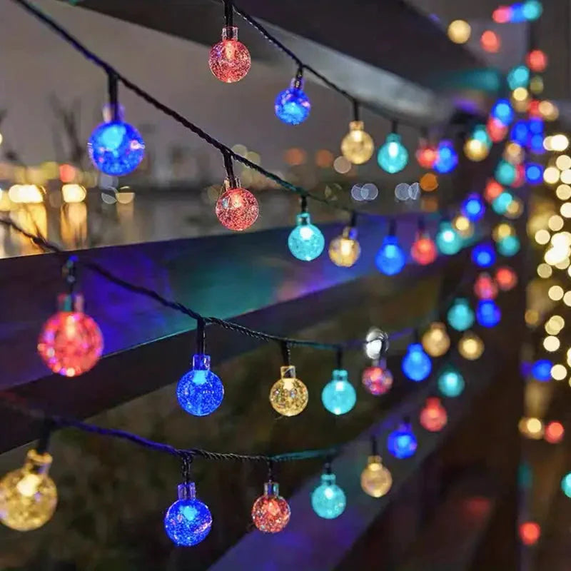 Crystal Globe Solar String Lights Multicolor __stock:200 refund_fee:800 String & Fairy Lights Warranty