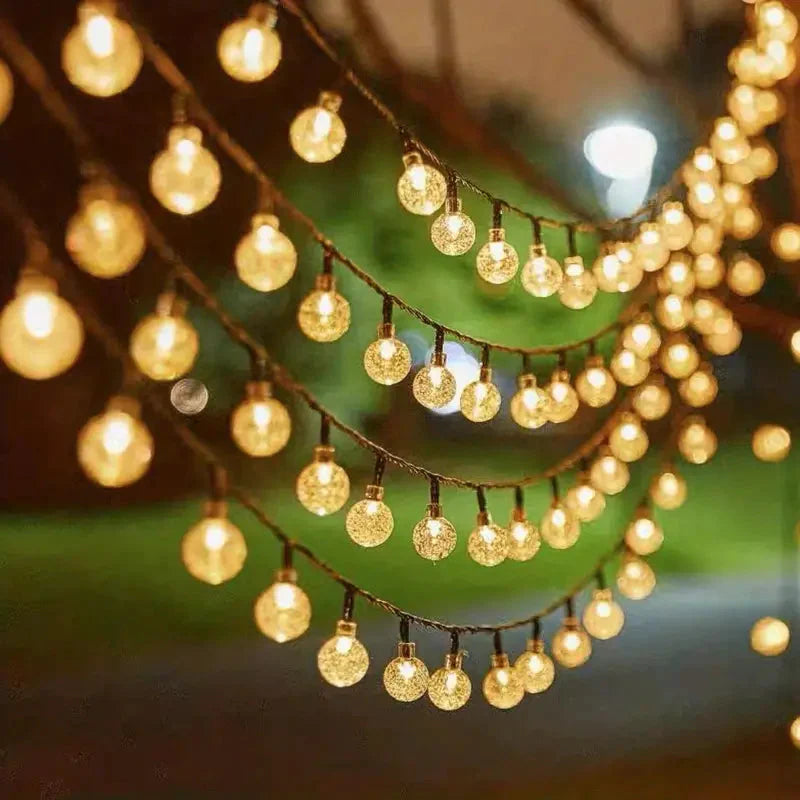 Crystal Globe Solar String Lights Warm __stock:200 refund_fee:800 String & Fairy Lights Warranty