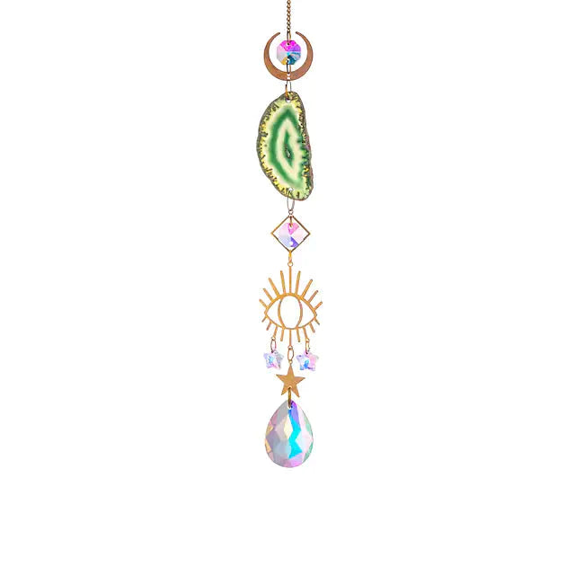 Crystal Sun Catcher Pendant Wind Chime Home Decor Green __stock:200 Furniture and Décor refund_fee:800 show-color-swatches