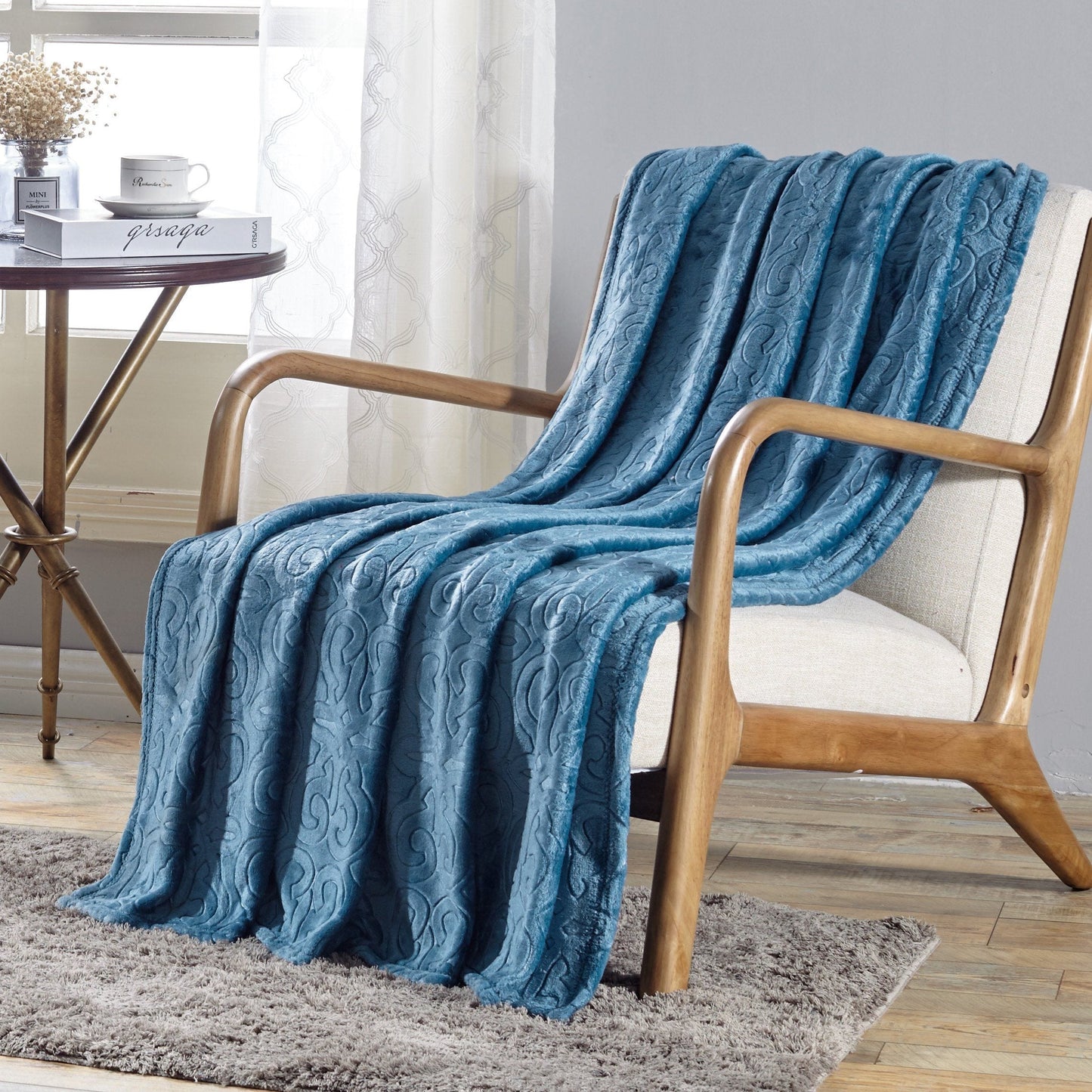 Dama Flannel Fleece Blanket Blue Bedding refund_fee:1200