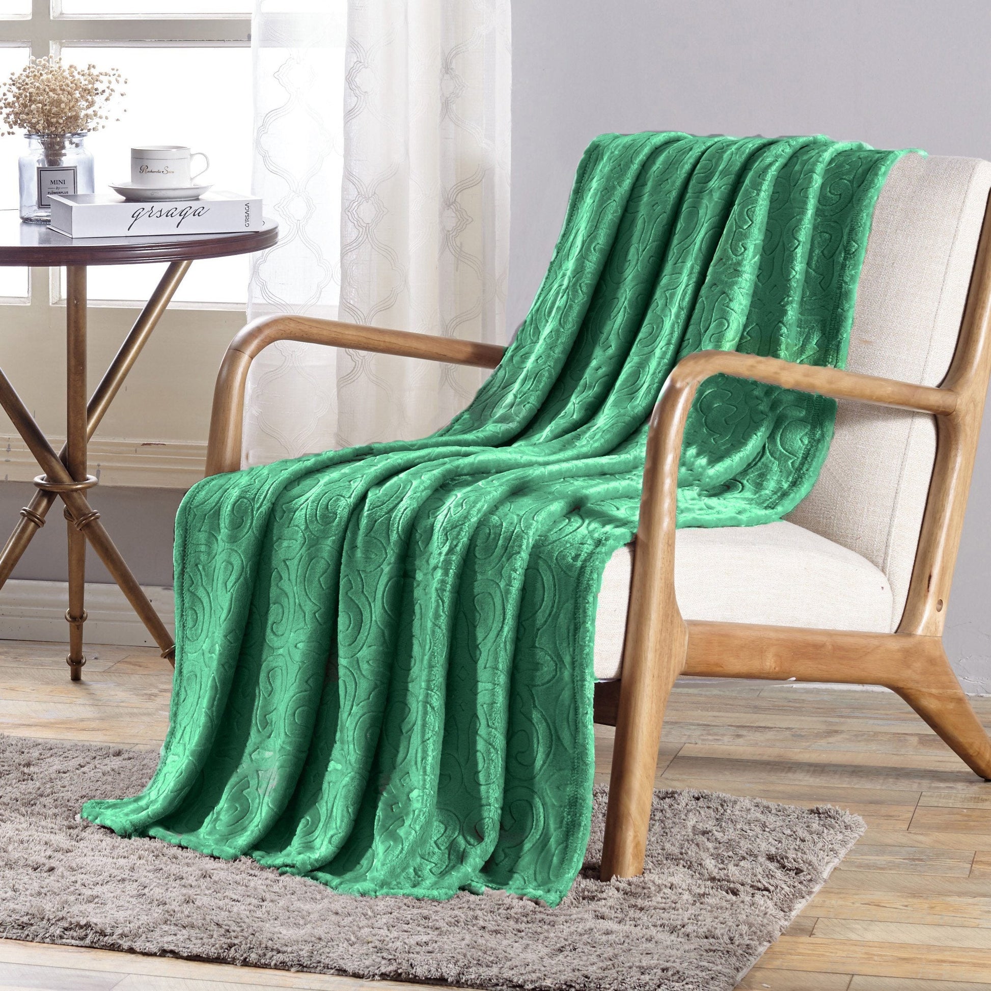 Dama Flannel Fleece Blanket Green Bedding refund_fee:1200