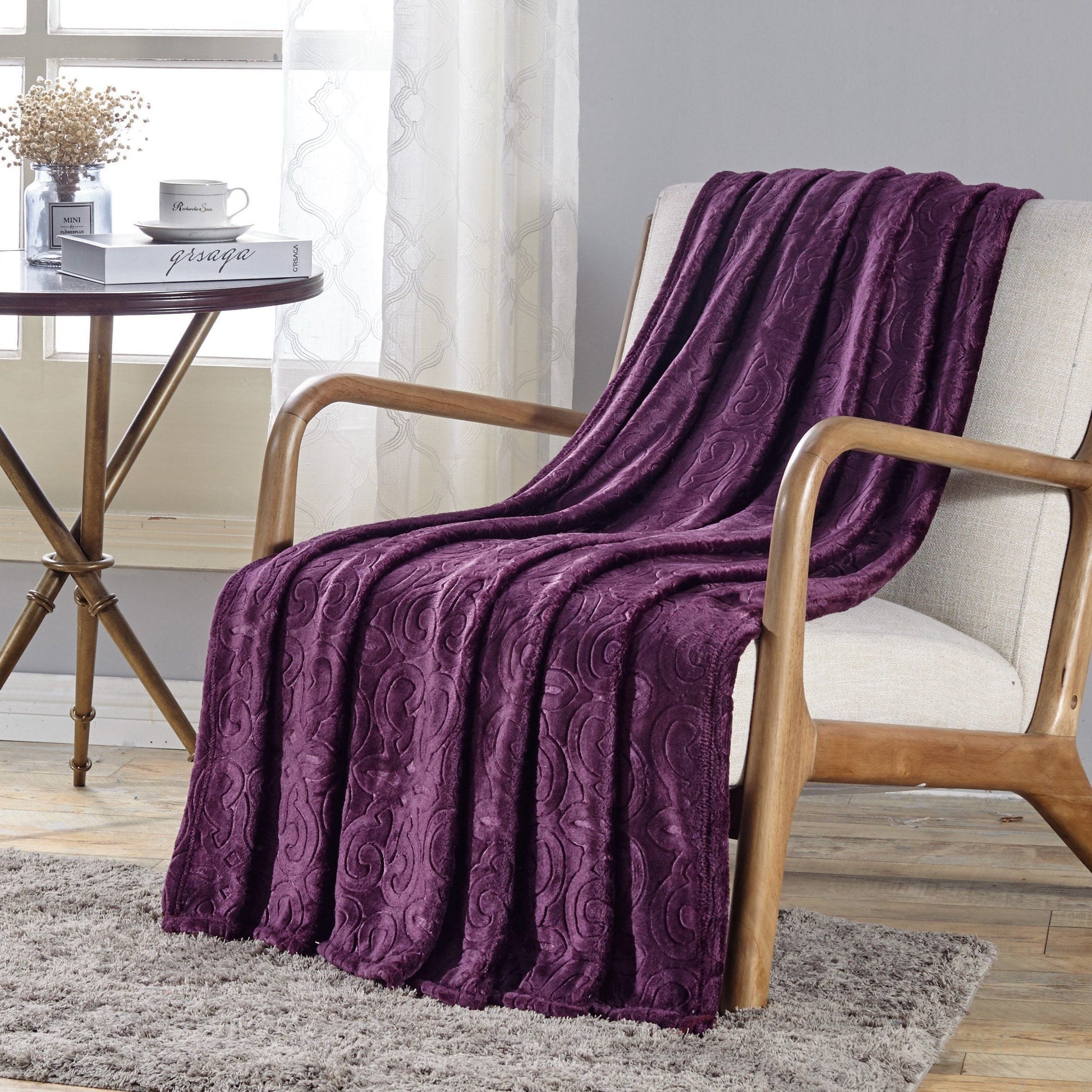 Dama Flannel Fleece Blanket Purple Bedding refund_fee:1200