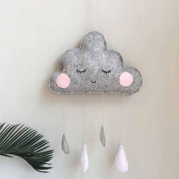 Decorative Cloud Felt Raindrop Pendant Gray/White __stock:500 Furniture and Décor refund_fee:800