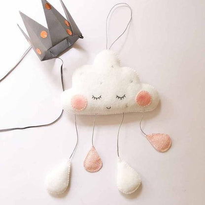 Decorative Cloud Felt Raindrop Pendant White/Pink __stock:500 Furniture and Décor refund_fee:800