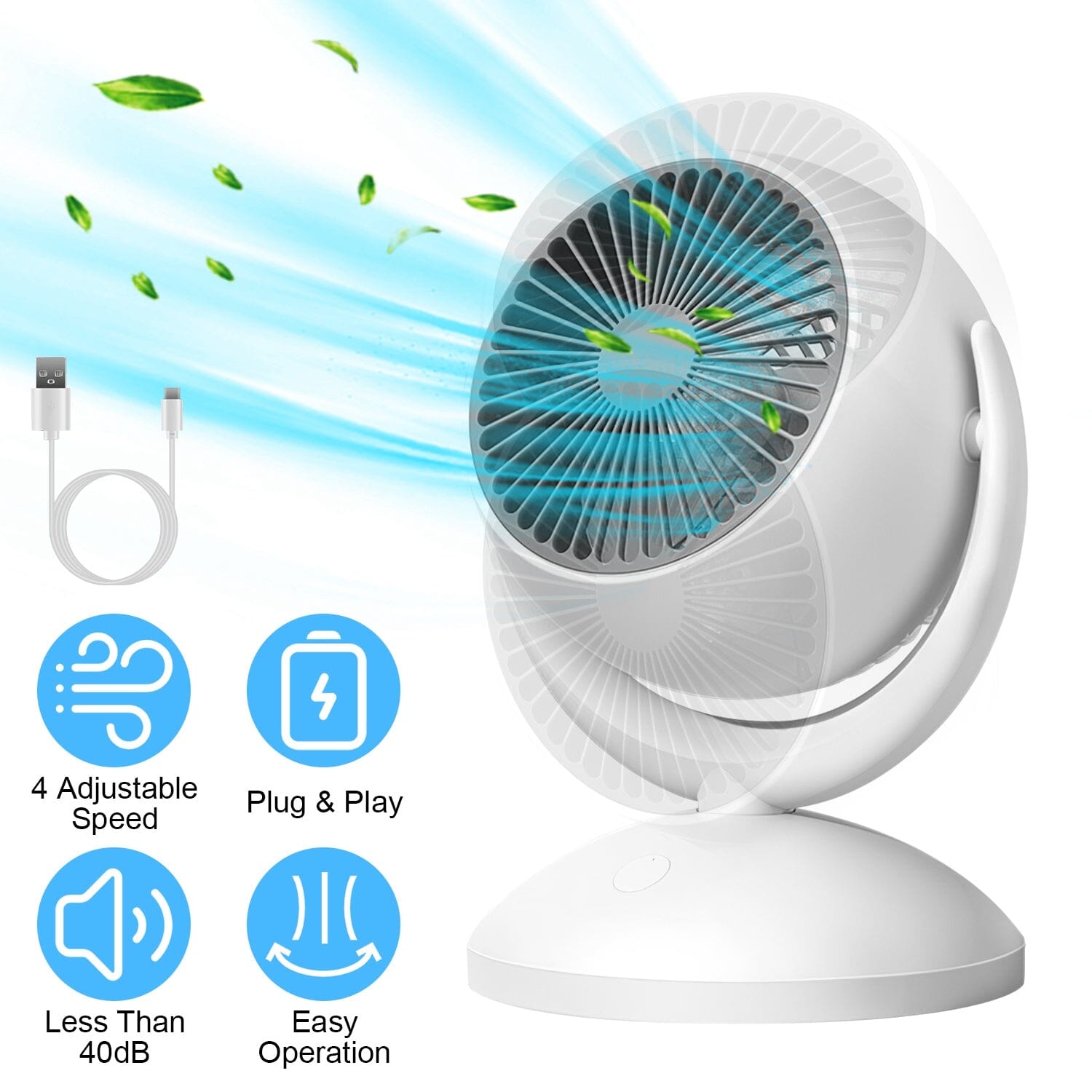 Desk Air Circulator Fan 4 Speed Adjustment __stock:50 Household Appliances refund_fee:1200 Warranty