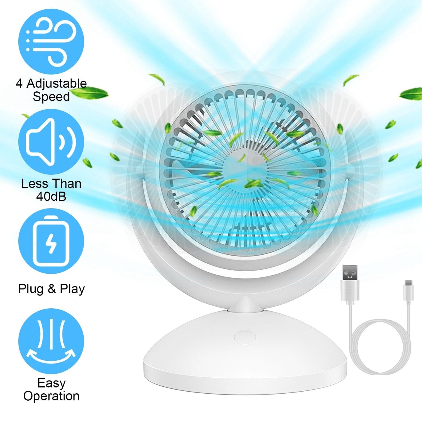 Desk Air Circulator Fan 4 Speed Adjustment __stock:50 Household Appliances refund_fee:1200 Warranty