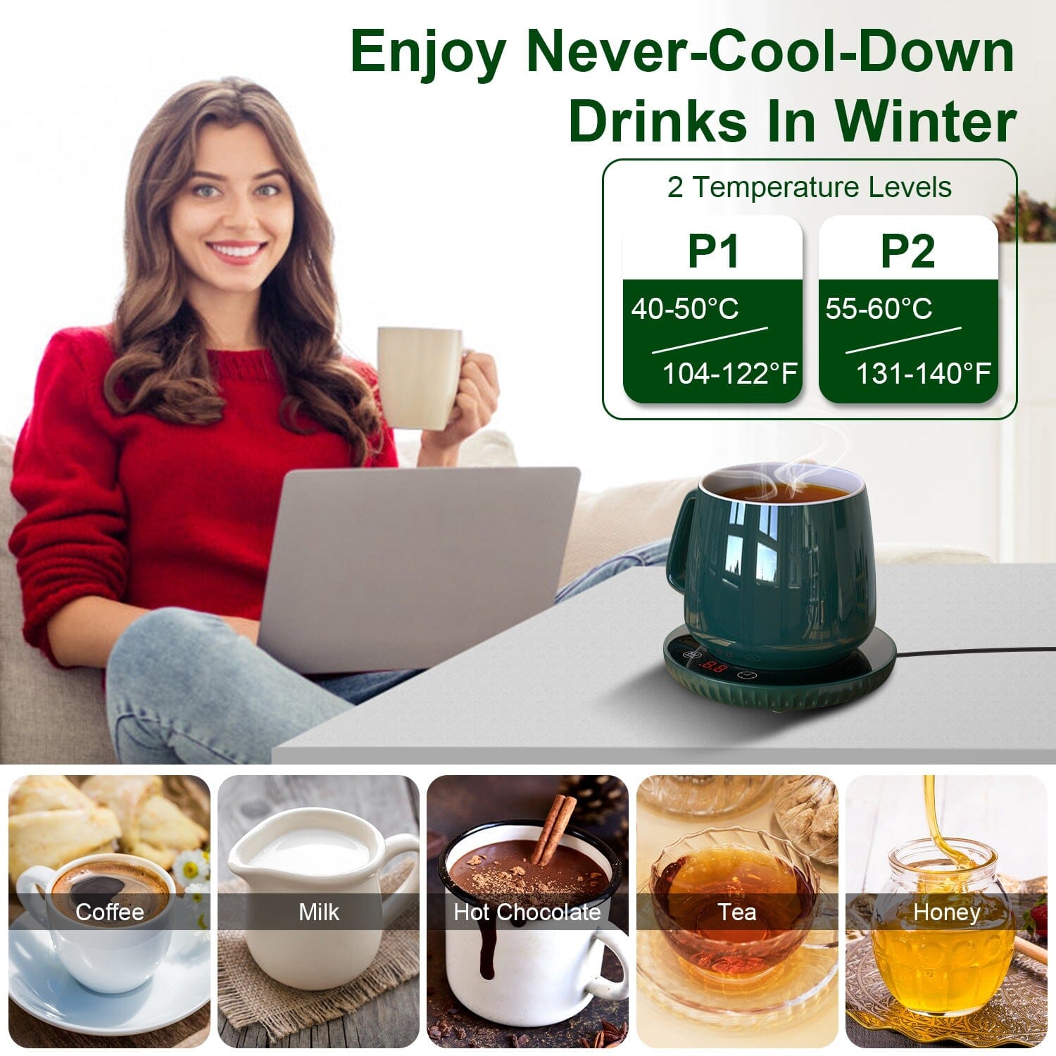 Desktop Electric Cup Warmer Auto Off Over Heating Protection Smart Timer Setting __stock:50 Kitchen & Dining refund_fee:1200 Warranty