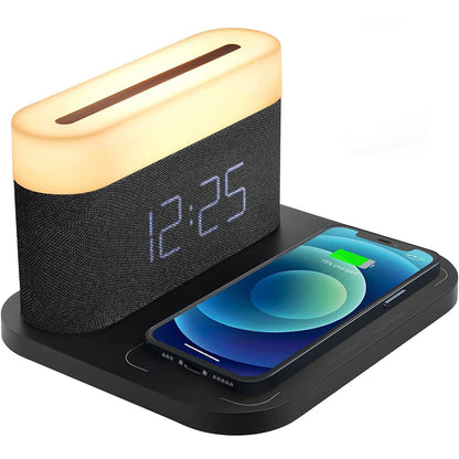 Digital Alarm Clock with Wireless Charging Black __stock:200 Household Appliances refund_fee:1800 Warranty