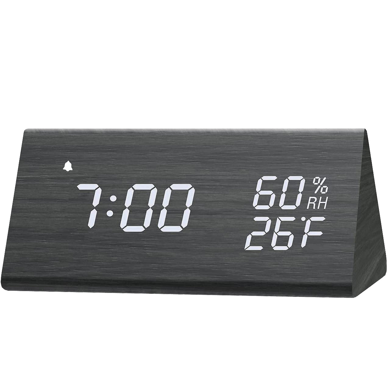 Digital Alarm Clock with Wooden Electronic LED Time Display Black __stock:200 Household Appliances refund_fee:1200 Warranty