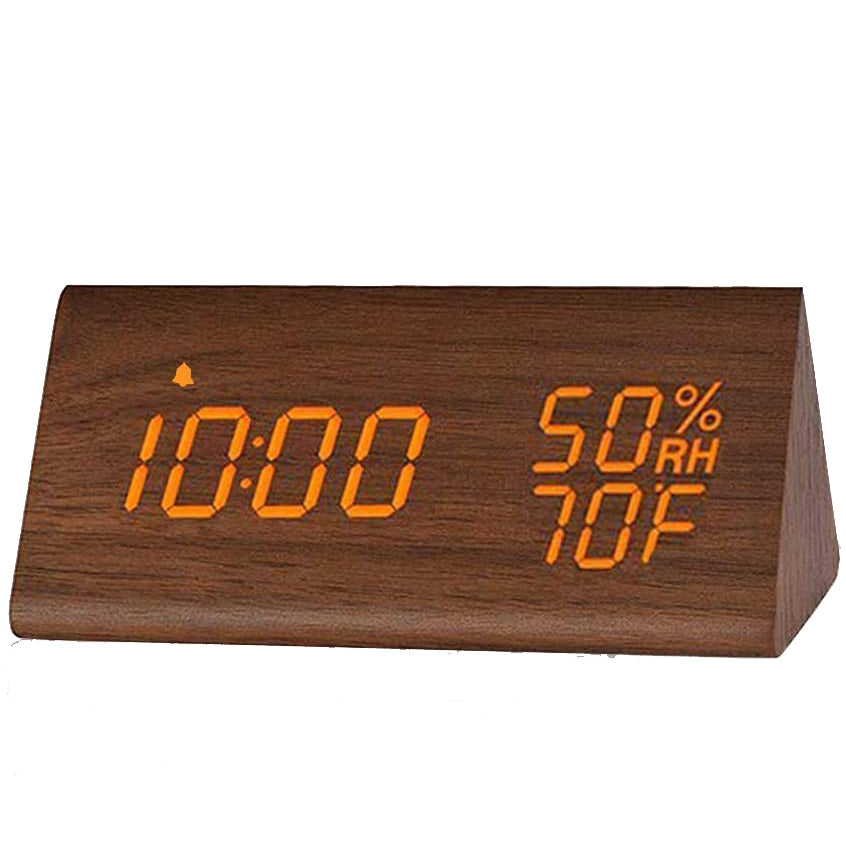 Digital Alarm Clock with Wooden Electronic LED Time Display Brown __stock:200 Household Appliances refund_fee:1200 Warranty