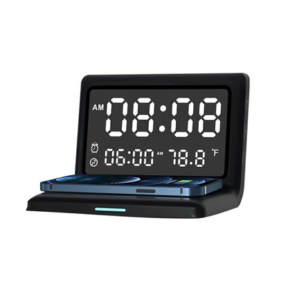 Digital Mirror Clock Wireless Charging Alarm Clock Black __stock:200 Household Appliances refund_fee:1200 Warranty