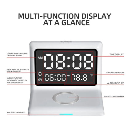 Digital Mirror Clock Wireless Charging Alarm Clock __stock:200 Household Appliances refund_fee:1200 Warranty