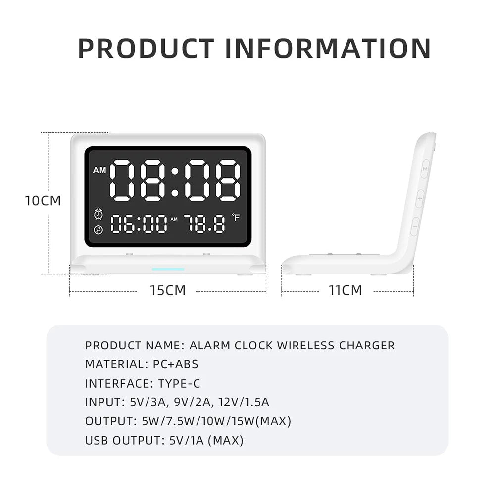 Digital Mirror Clock Wireless Charging Alarm Clock __stock:200 Household Appliances refund_fee:1200 Warranty