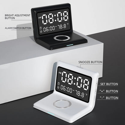 Digital Mirror Clock Wireless Charging Alarm Clock __stock:200 Household Appliances refund_fee:1200 Warranty