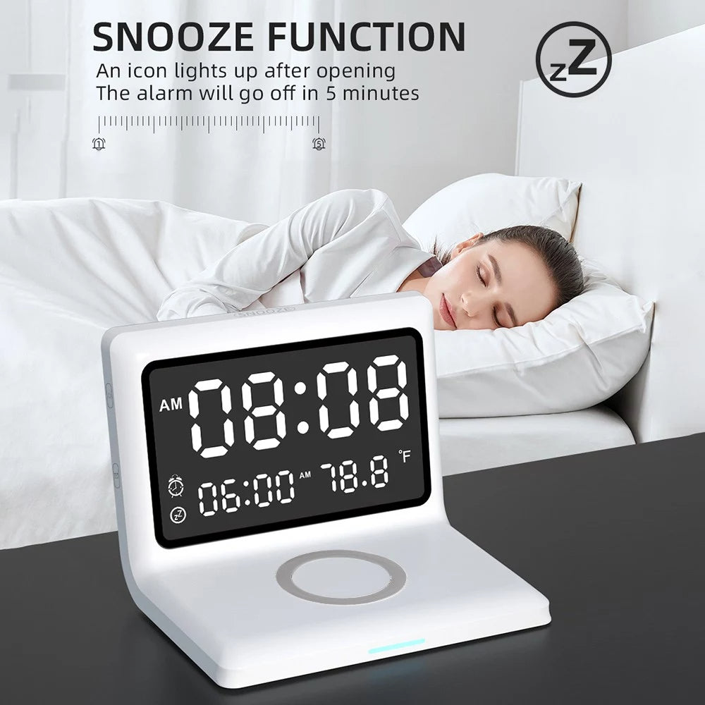 Digital Mirror Clock Wireless Charging Alarm Clock __stock:200 Household Appliances refund_fee:1200 Warranty