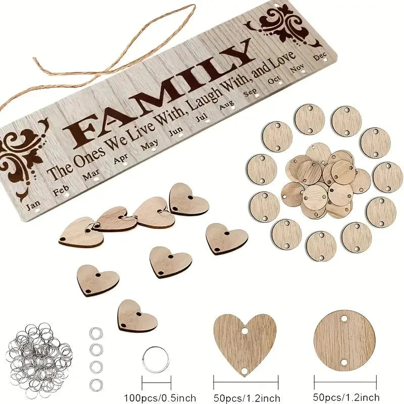 DIY Wooden Family Birthday Board Hanging Sign Pendant __stock:200 Furniture and Décor refund_fee:800