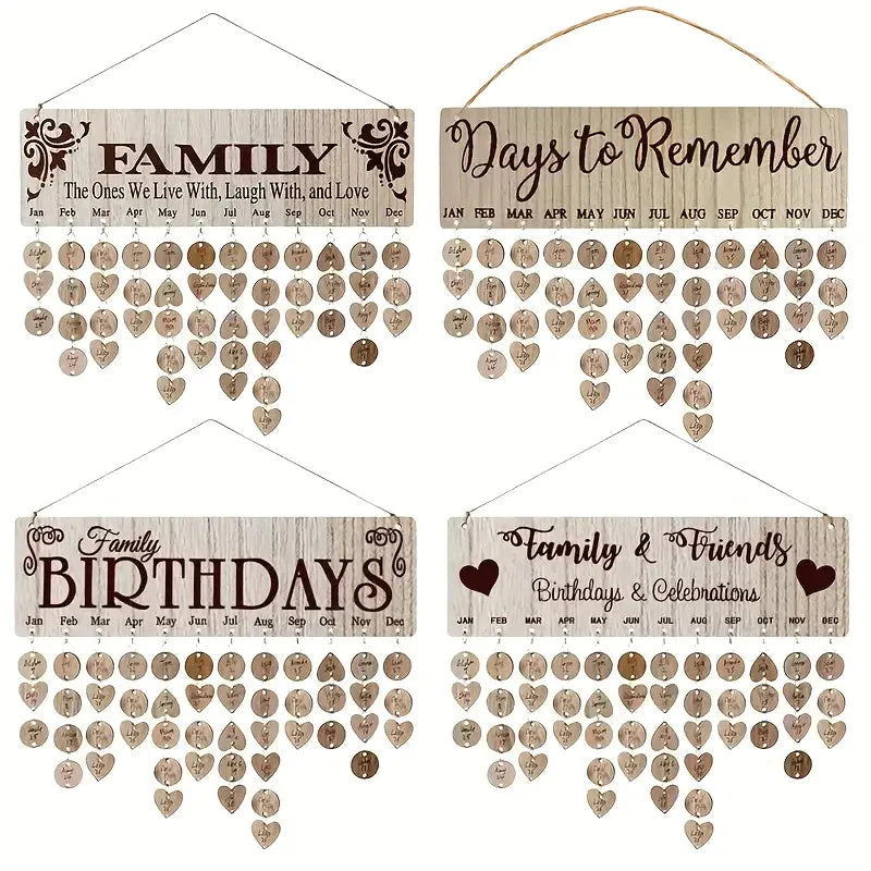 DIY Wooden Family Birthday Board Hanging Sign Pendant __stock:200 Furniture and Décor refund_fee:800