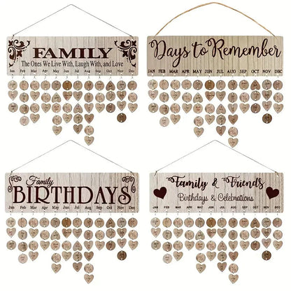 DIY Wooden Family Birthday Board Hanging Sign Pendant __stock:200 Furniture and Décor refund_fee:800