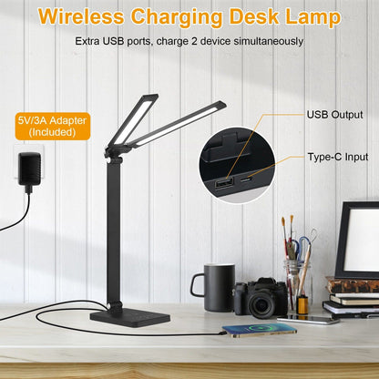 Double Head Desk Lamp with Wireless Charging USB Port __stock:50 Indoor Lighting refund_fee:1800 Warranty