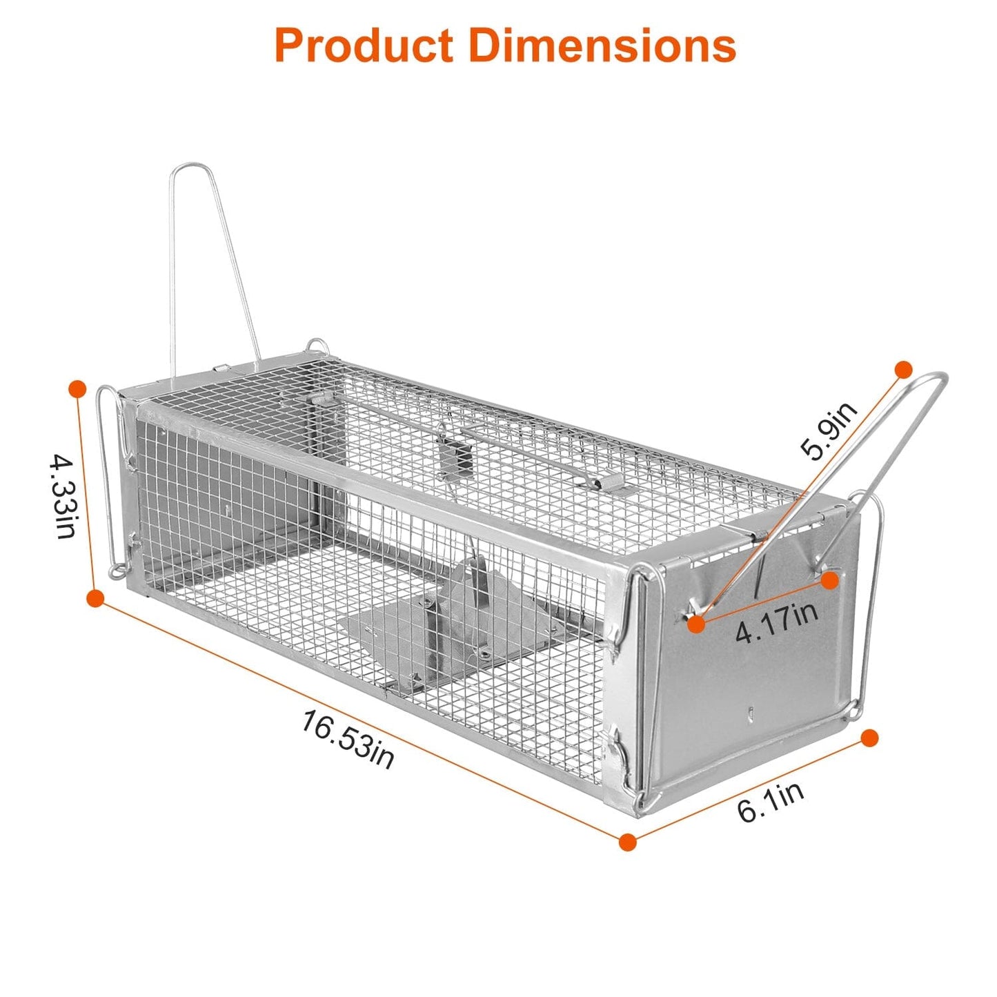 Dual Door Rat Trap Cage Humane with 2 Detachable U Shape Rod __stock:100 Low stock Pest Control refund_fee:1200 Warranty