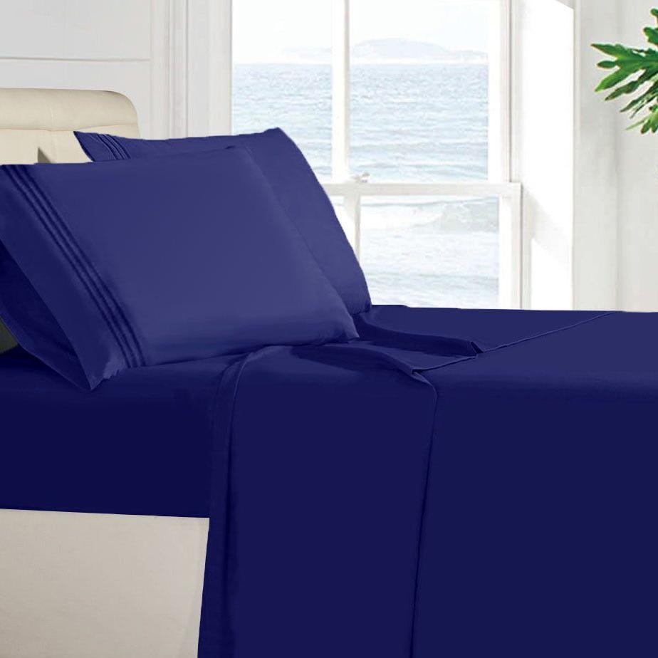 Egyptian Quality 100 GSM Microfiber Sheet Set Navy Blue __label2:BOGO 30% OFF __stock:50 Bedding refund_fee:1200