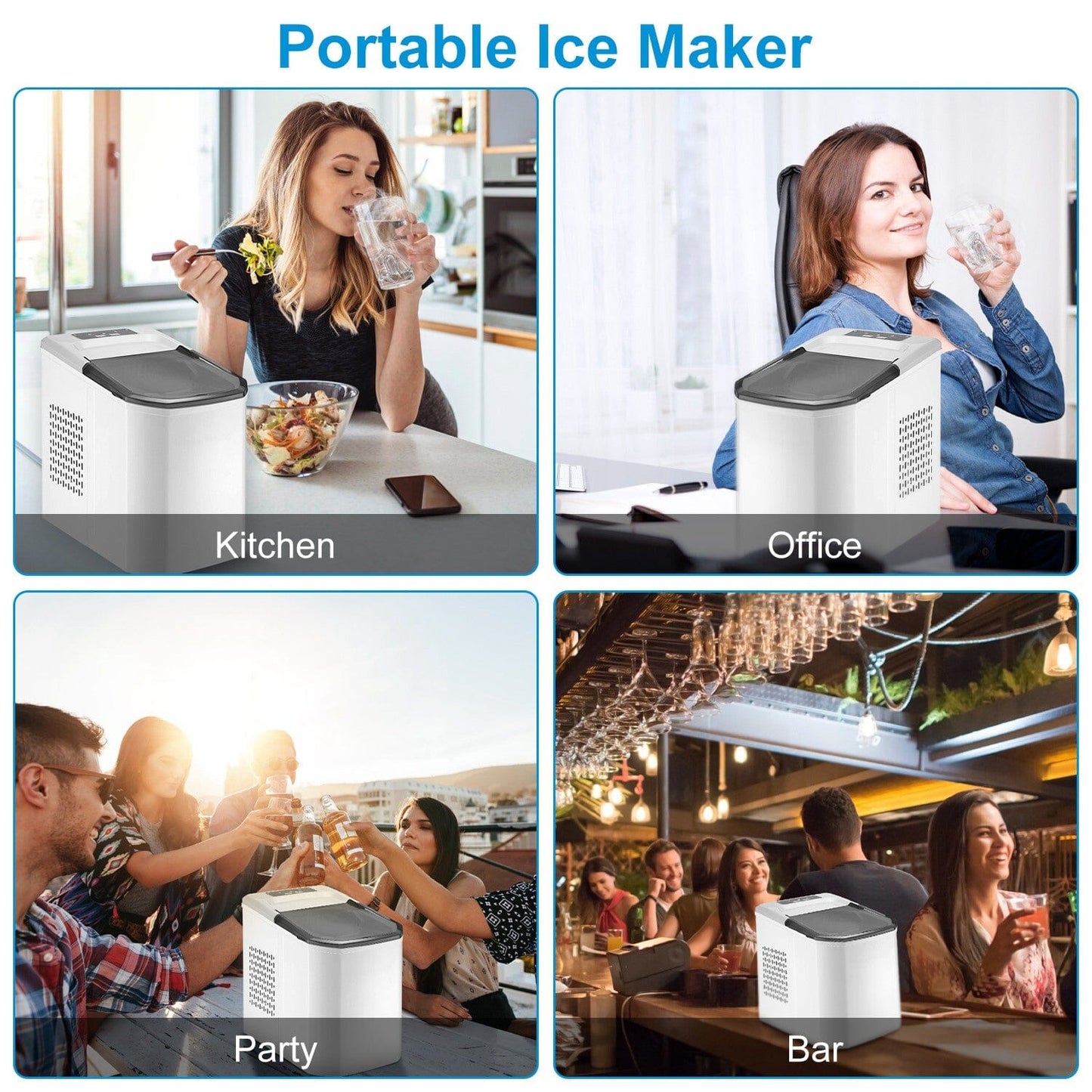 Electric Countertop Ice Make with Ice Scoop Basket Self Cleaning __stock:50 Kitchen & Dining Low stock refund_fee:2800 Warranty