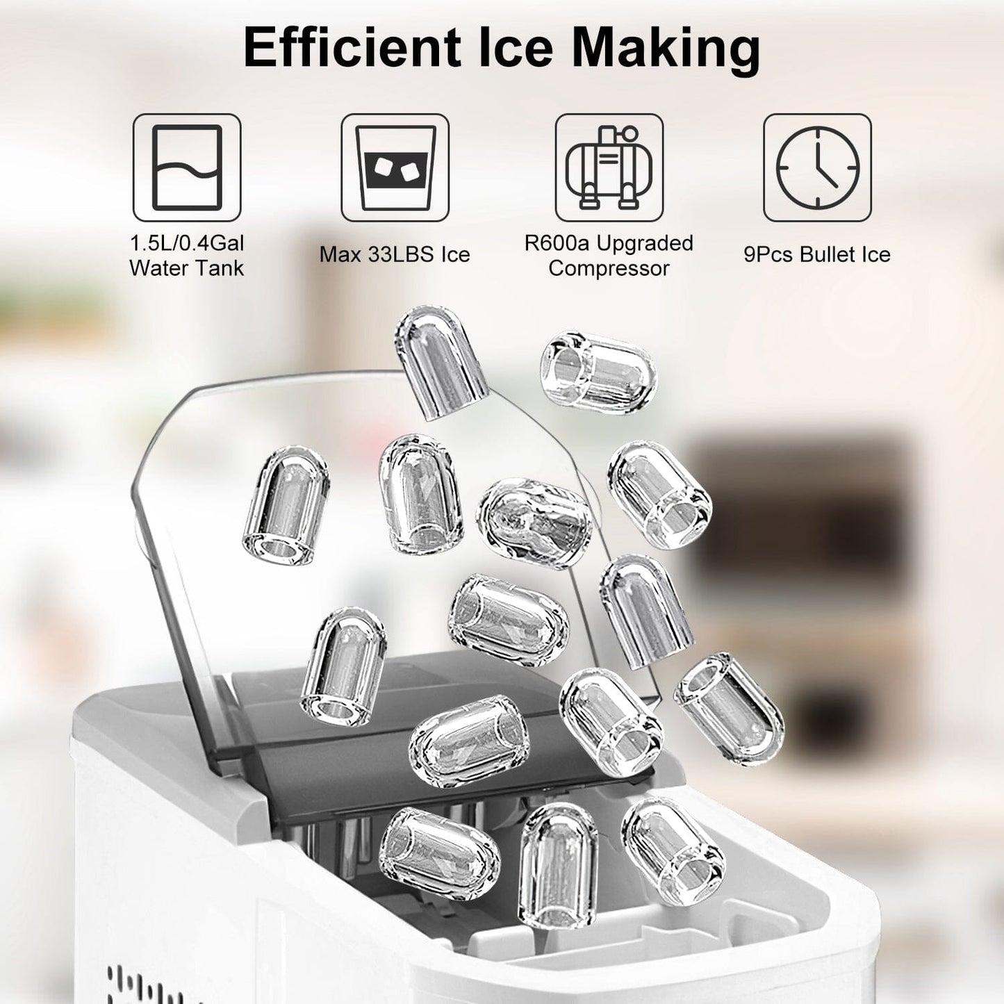 Electric Countertop Ice Make with Ice Scoop Basket Self Cleaning __stock:50 Kitchen & Dining Low stock refund_fee:2800 Warranty