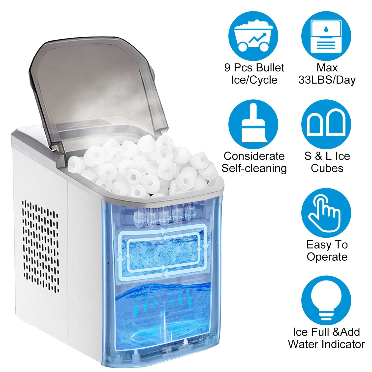 Electric Countertop Ice Make with Ice Scoop Basket Self Cleaning __stock:50 Kitchen & Dining Low stock refund_fee:2800 Warranty