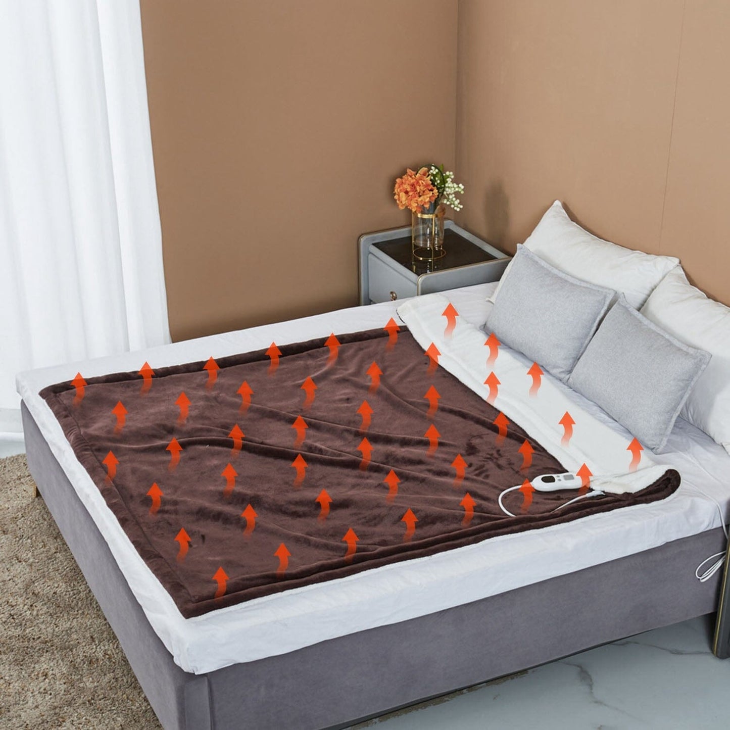 Electric Heated Flannel Throw Blanket __label2:BOGO 30% OFF __stock:50 Bedding Low stock refund_fee:1800