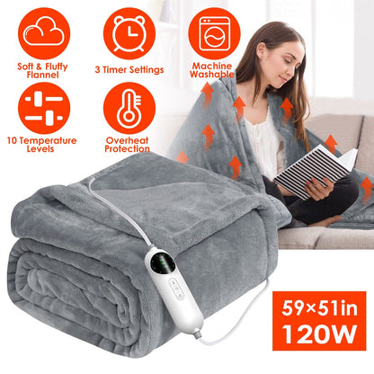 Electric Heated Throw Flannel Heated Blanket __label2:BOGO 30% OFF __stock:50 Bedding refund_fee:2200