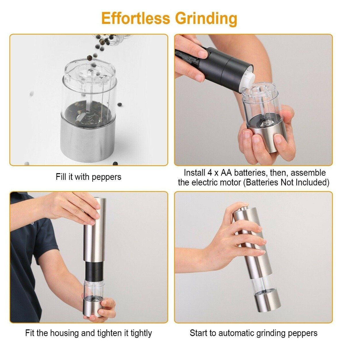 Electric Salt Pepper Grinder with Light Adjustable Coarseness Kitchen & Dining refund_fee:800