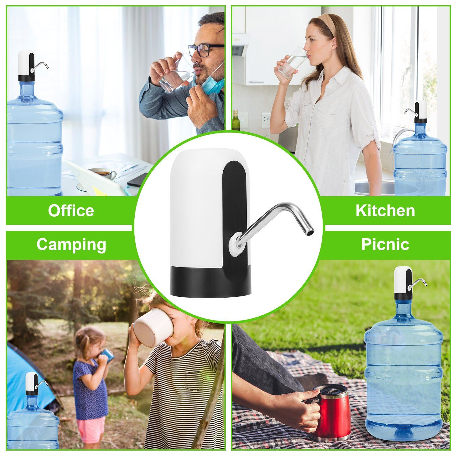 Electric Water Bottle Dispenser Rechargeable Automatic Drinking Water Bottle Pump Kitchen & Dining refund_fee:800 Warranty