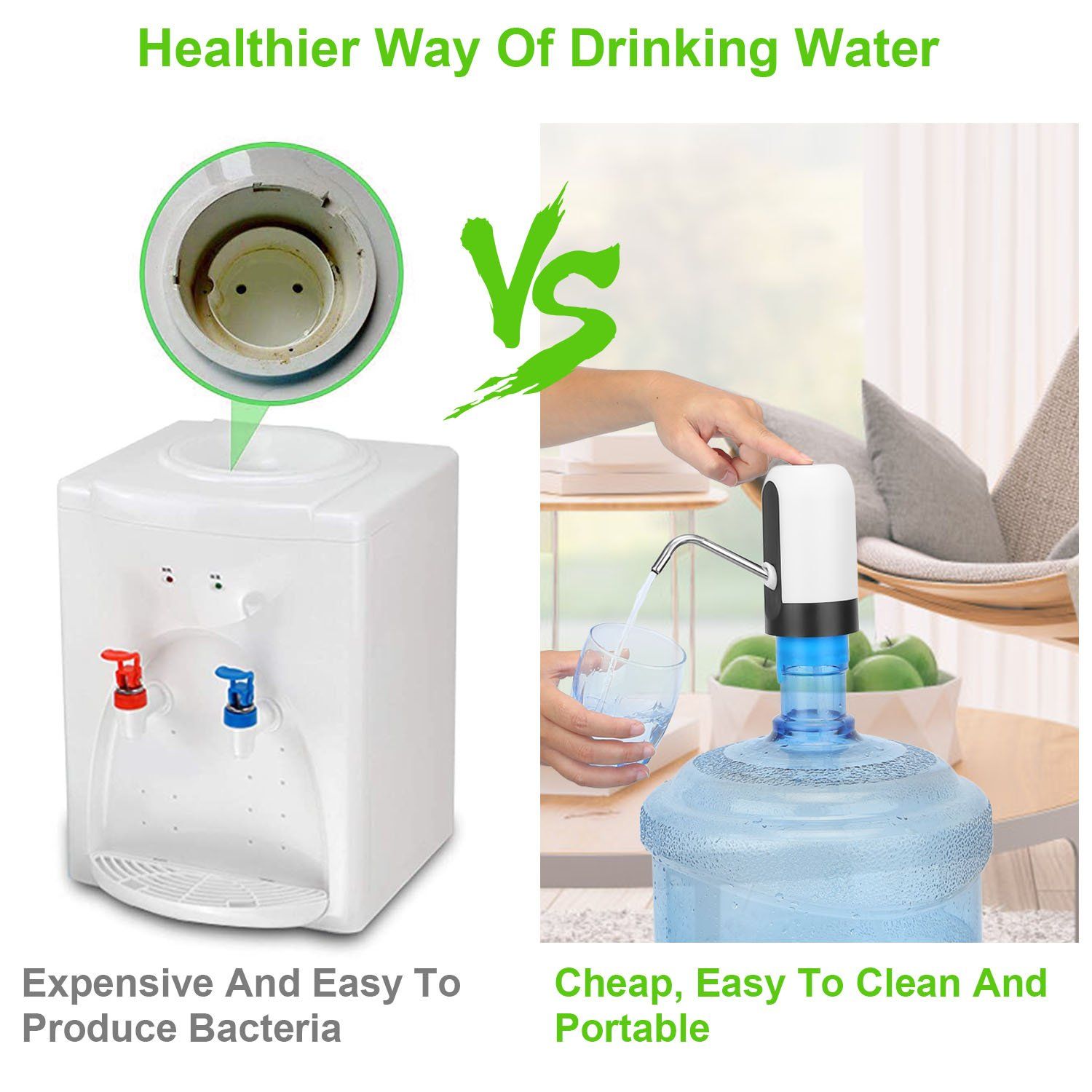 Electric Water Bottle Dispenser Rechargeable Automatic Drinking Water Bottle Pump Kitchen & Dining refund_fee:800 Warranty