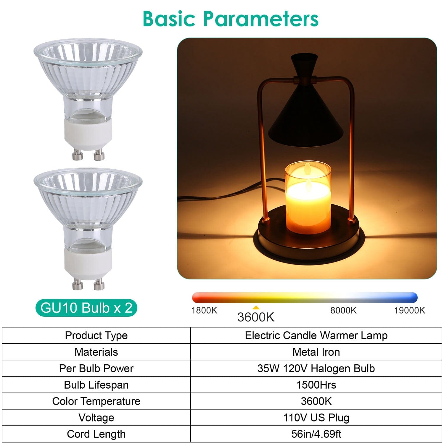 Electric Wax Melt Warmer Lamp Dimmable with 2 GU10 Bulbs __stock:50 Indoor Lighting Low stock refund_fee:1200 Warranty