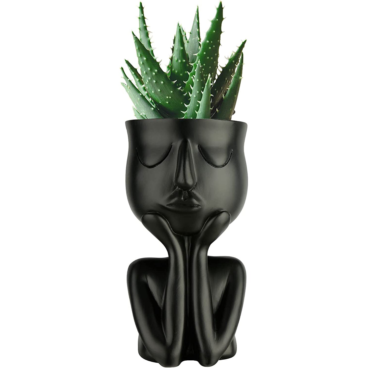 Face Flower Pot Head Planter Black __stock:350 Garden & Patio refund_fee:1200 show-color-swatches