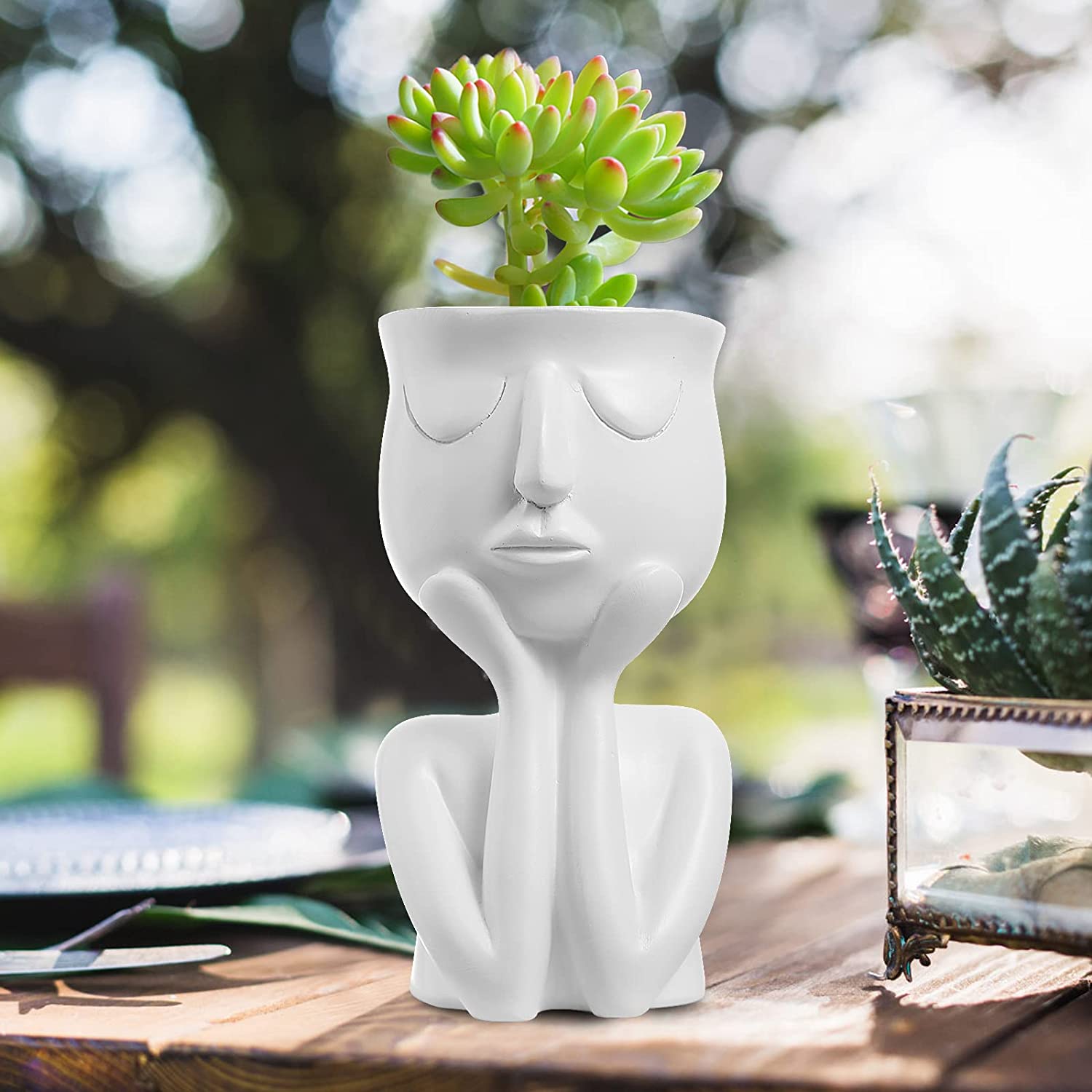 Face Flower Pot Head Planter White __stock:350 Garden & Patio refund_fee:1200 show-color-swatches