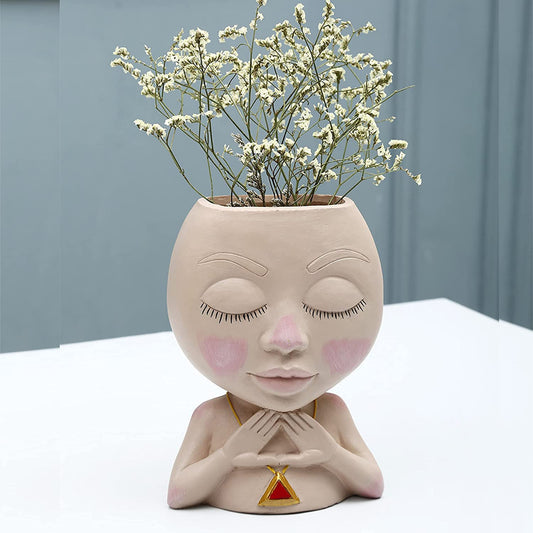 Face Flower Pot Head Vase for Indoor Plant Decoration __stock:350 Garden & Patio refund_fee:1200