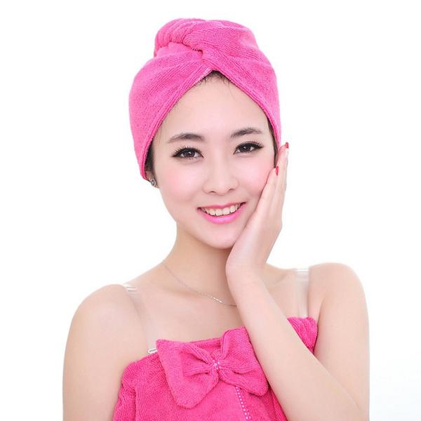 Fashion Women Microfiber Dry Hair Towel Rose Red __stock:500 Bath refund_fee:800 show-color-swatches