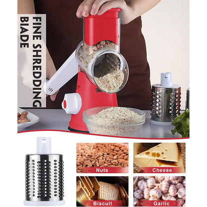 FAVIA Rotary Cheese Grater with Handle - Food Shredder with 3 Stainless Steel Drum Blades __stock:200 Kitchen & Dining refund_fee:1200 Warranty