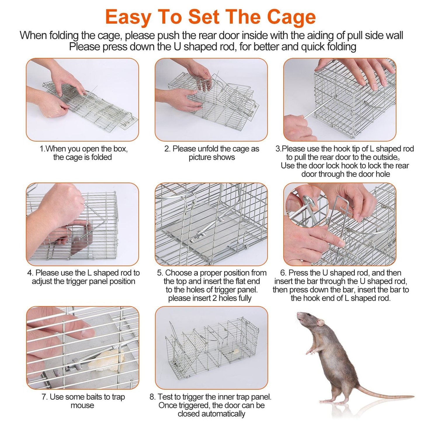 Foldable Rat Trap Cage Humane Live Rodent Trap Cage __stock:50 Low stock Pest Control refund_fee:1200 Warranty