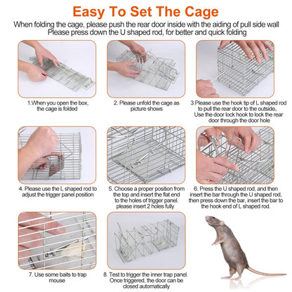 Foldable Rat Trap Cage Humane Live Rodent Trap Cage __stock:50 Low stock Pest Control refund_fee:1200 Warranty